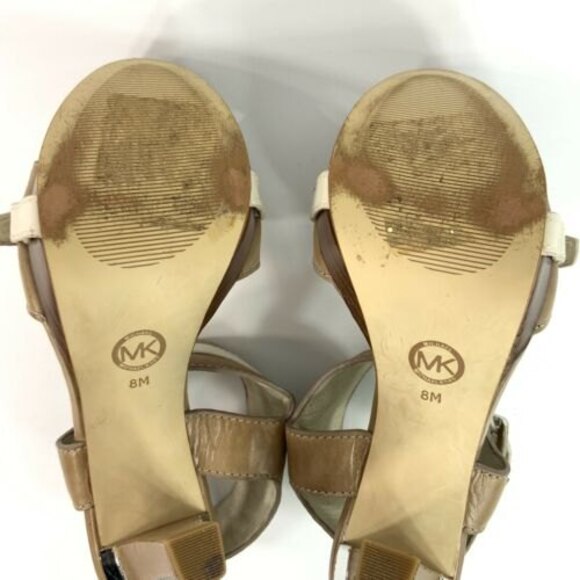 Michael Michael Kors Heels Women Tan Cream Size 8M Open Toe Ankle Strap - Picture 11 of 12